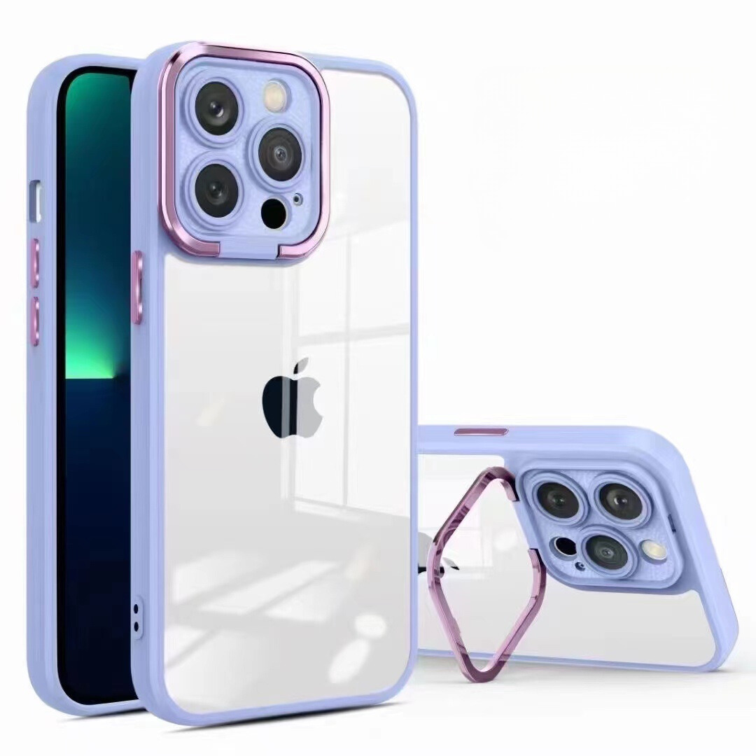 Clear Purple Case for iPHONE 14 Pro Max: Camera Protection & Chrome Button Cover (6.7 inch)